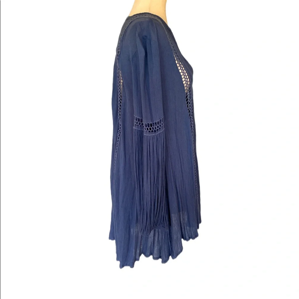 Free People Just Two of Us Crinkle Tunic in Washed Indigo - XS